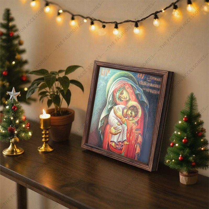 Pintura decorativa de iconos ortodoxos, Icono consagrado "Defensor de los valientes y abandonados", Pintura para portafotos, Arte cristiano de pared, 20cm*20cm, regalo