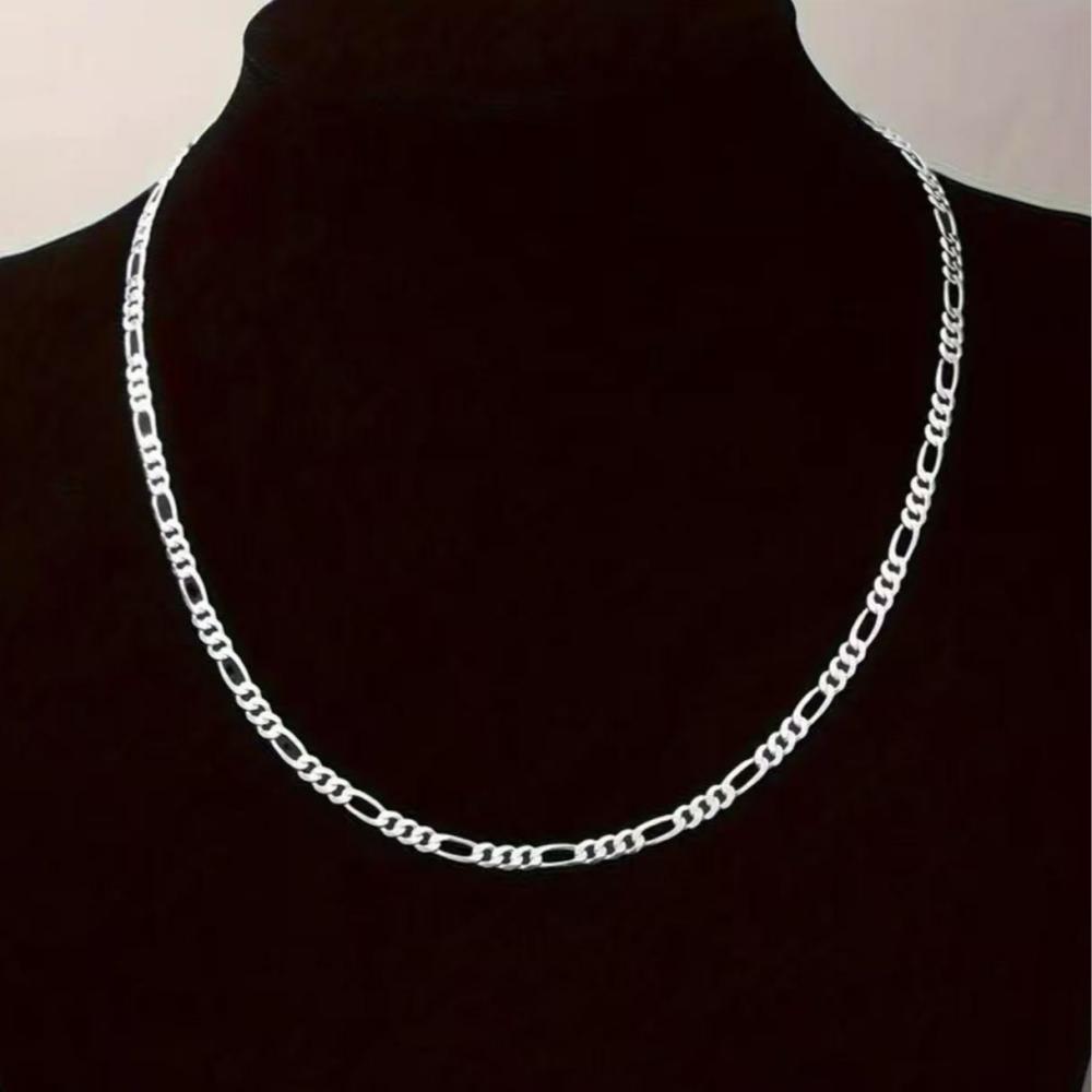 925 Silver Cuban Necklace Hip Hop Jewelry For Men Women 16-30 Inches Simple Fashion Chain
