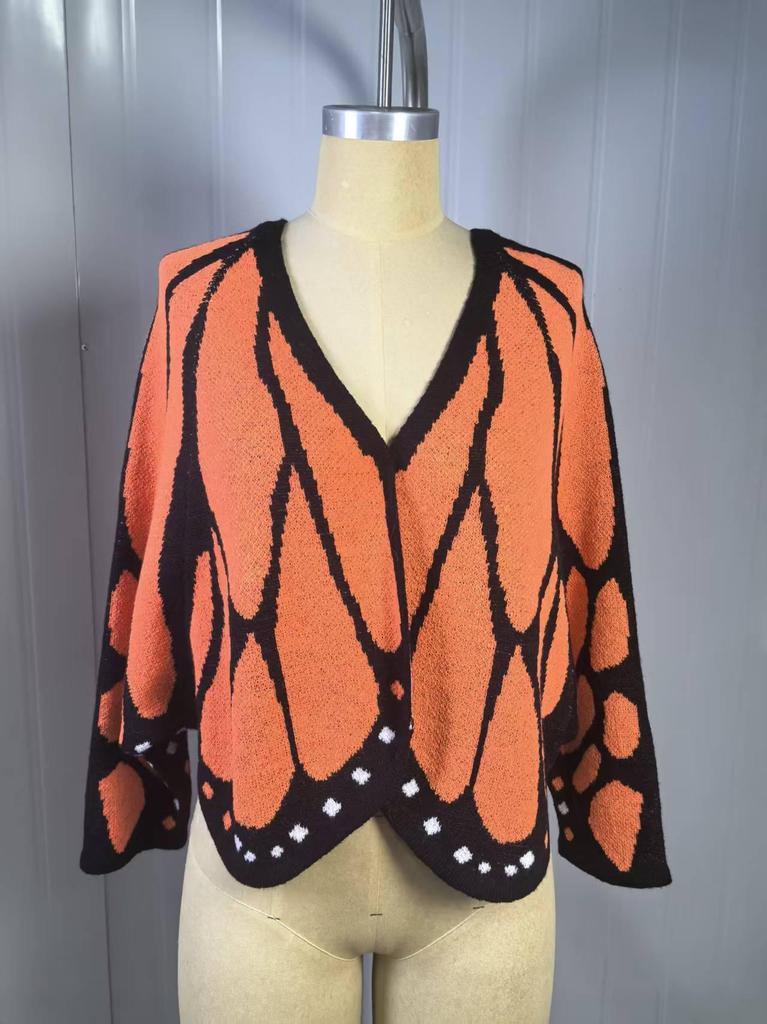 Color Block Butterfly Knit Cardigan with Batwing Sleeves