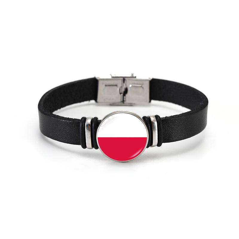 Weltcup-Länderflaggen Lederarmband Armreif - Europameisterschaftsflaggen Design Schmuck