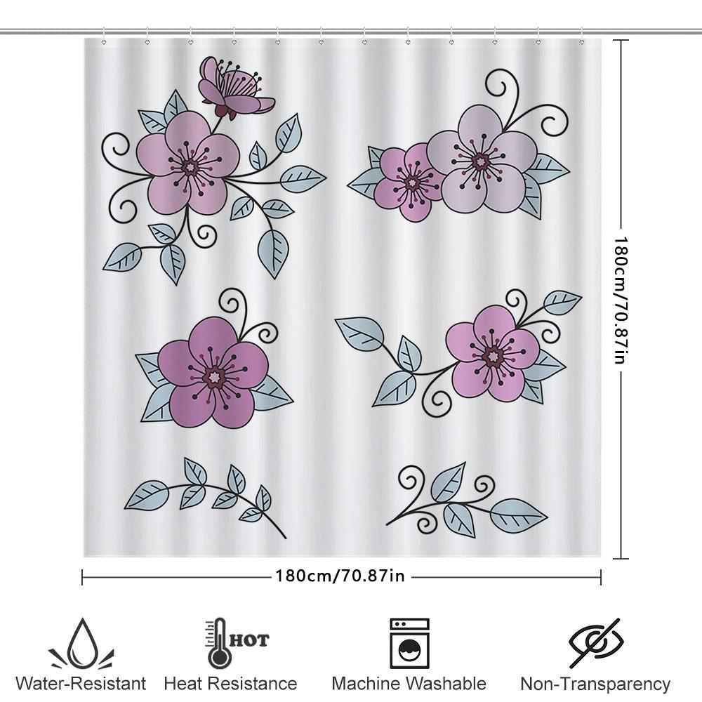Delightful Floral Shower Curtain Lavender Pink Cherry Blossom Design For Bathroom Decor Waterproof Fabric Easy Installation Reus