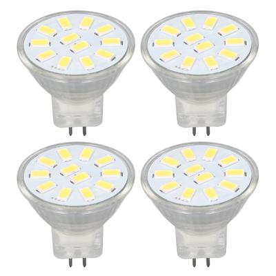 4ks/set MR11 LED bodová žárovka s duální jehlovou základnou 360 stupňů rozptyl tepla 3W 12 LED lampa