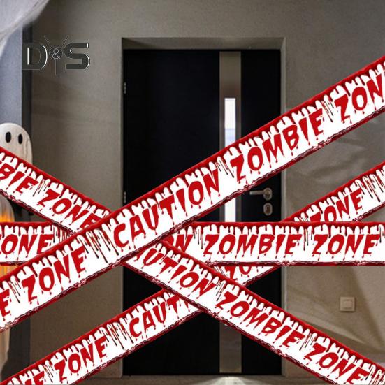 Halloween Warning Tape Outdoor Danger Warning Line Decoration Window Hanging Banner Scary Haunted House Prop Party Supplies