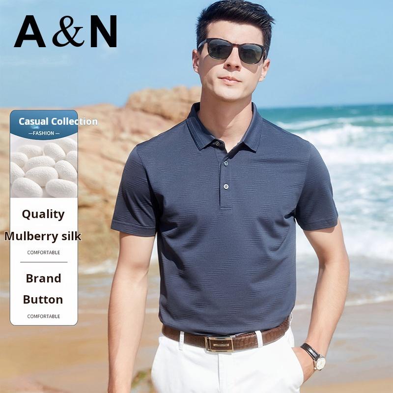 Mulberry Silk Fabric Breathable and Cool POLO Shirt for Men