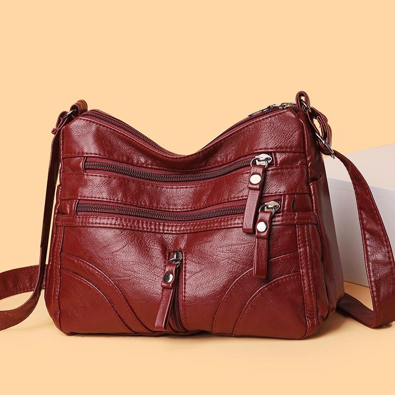Grote capaciteit zachte leren dames schoudertas, tas voor nieuwe moeders, schoonmoeder tas, eenvoudige schoudertas.