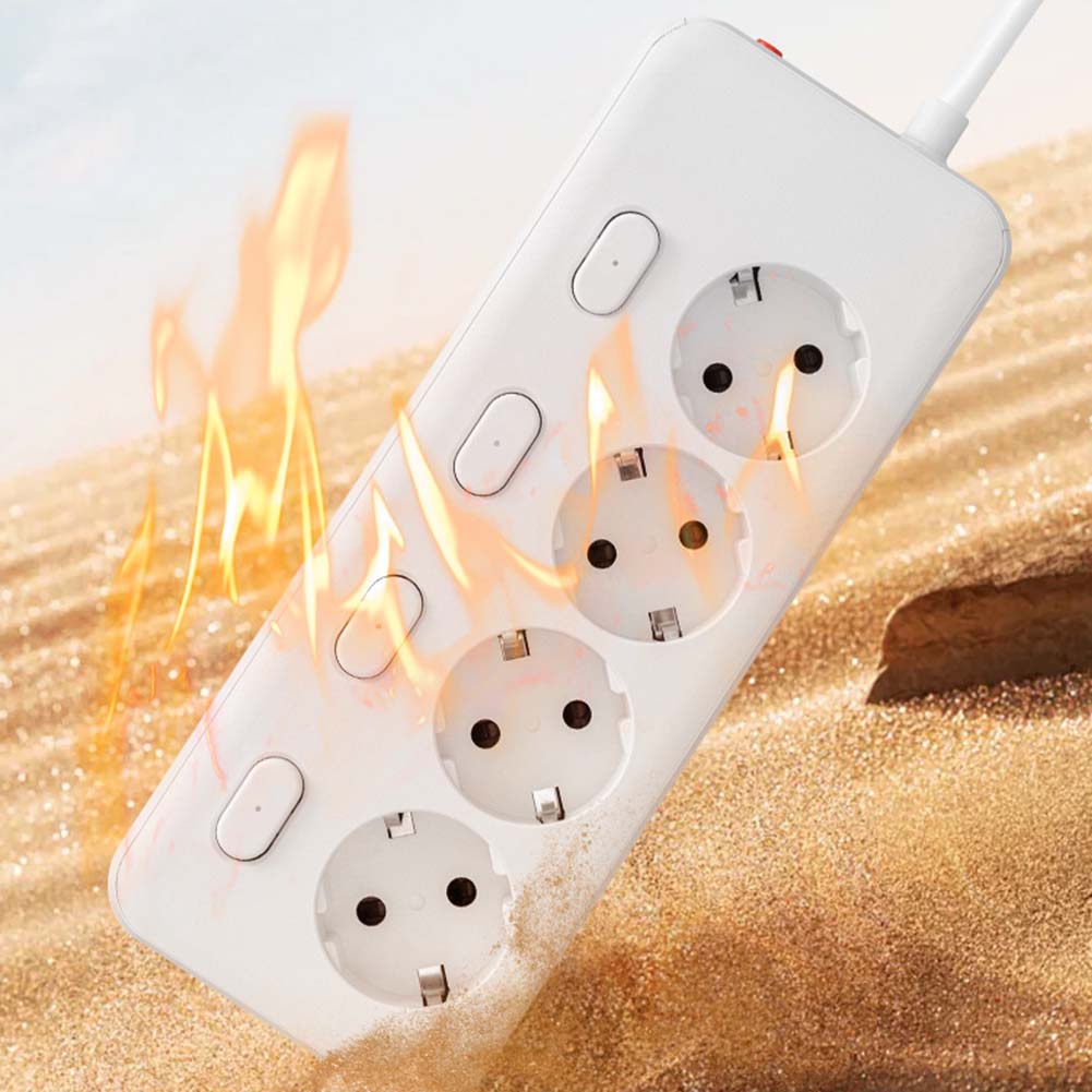 2 Meter European Power Extension with 4 Outlets and Independent Switches for Controlled Power Supply in For Home or Workspaces