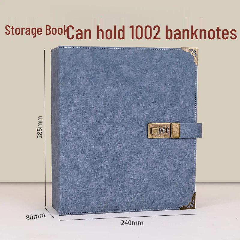 Password Lock 100,000 Deposit Book: Large Capacity Cash Storage Bag with Money Clip серый