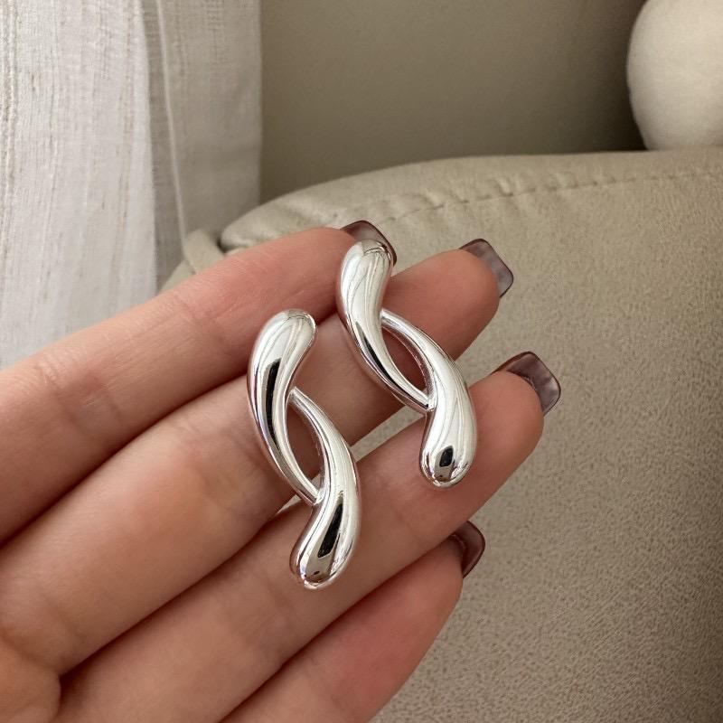 

BF CLUB 925 Sterling Silver Earrings For Women Trendy Simple Twist Earring Jewelry Prevent Allergy Party Accessories