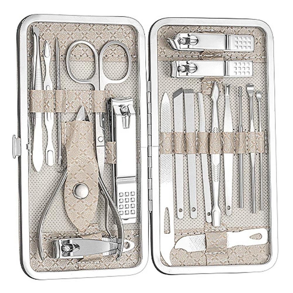 Professional 19-Piece Manicure & Pedicure Kit - Stainless Steel Nail Set With Storage Case for Home Salon Use