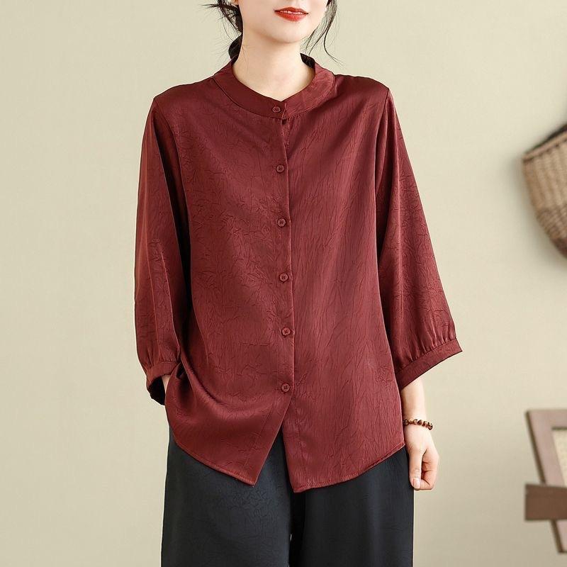 Women S Plus Size 3 4 Sleeve Cardigan Shirt Loose Fit Mom Top