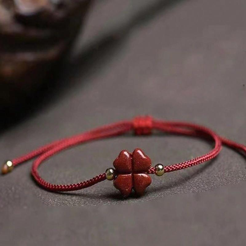 1pc Vintage Lucky Four-Leaf Clover Woven Bracelet, Holiday Gift Valentines,Mom,Mother,Mother's Day,Gift