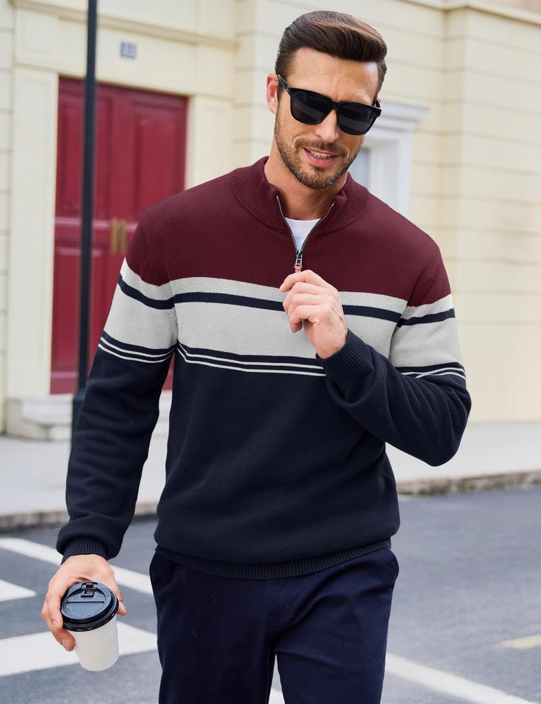 MAGCOMSEN Winter Knit Golf Long High Solid Business Long Zippered Size M Men's Sweater, Sweater, Sleeve, Neck, Color, Sweater, Sleeves, Warm, Inner,