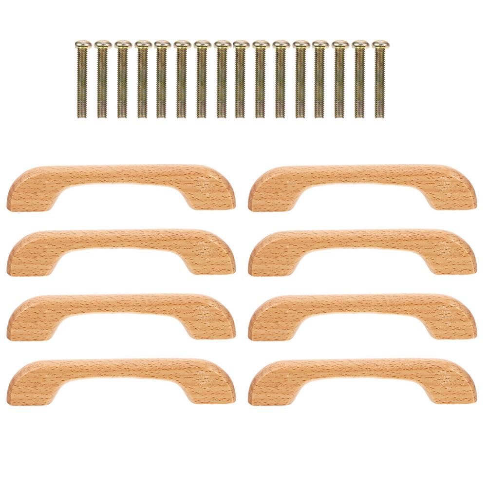 

8 Pcs Wooden Handle Sicorss Cupboard Door Knobs Vintage Safrisor Beech Drawer Cabinet 12X2CM