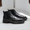 High Top Black Brogues Classic Retro Style Comfy Breathable Chelsea Boots Men Autumn Boots Fashion Shoes Men Winter Plush Warm