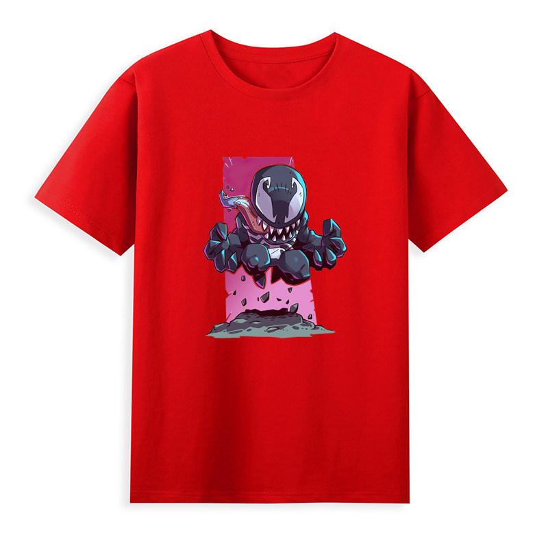 2026 Venom Marvel Peripherals Printed Childrens TShirt Roundneck Pure Cotton Family Clothing for Parents and Children