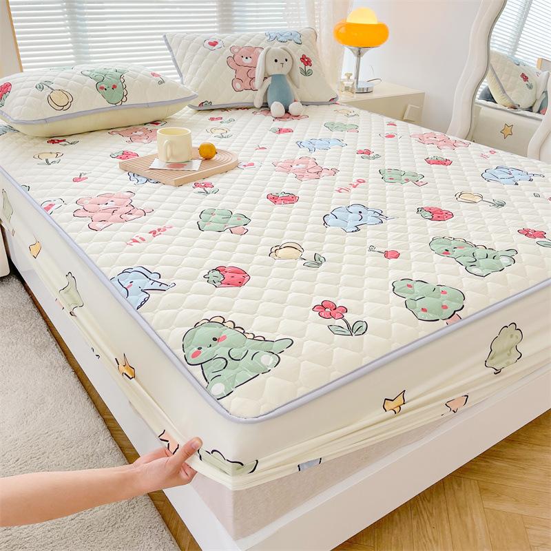 Maternal and Baby Grade Cotton Padded Bed Sheet, Skin Friendly Matte Print, Thickened Simmons Mattress, All Inclusive Protective Cover