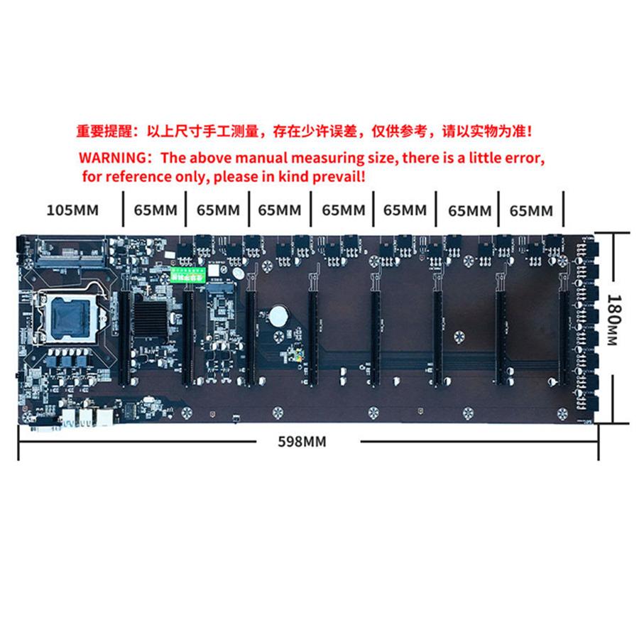 Newest Stable 8GPU Mining Motherboard Support 8 PCI-E+ Video Cards BTC ETH ZEC Mining