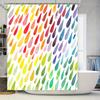 Rainbow Shower Curtain Multicolored Watercolor Design Waterproof Fabric for Bathroom Decor (White)