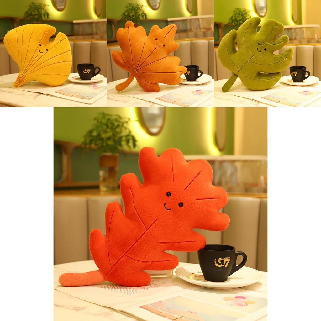 Cozy Leaf Pillow Plush Toy Decorative Cushion For Kids Room Green Plant Decor