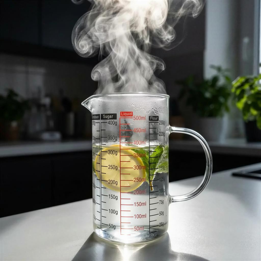 KITCHEN MEASURING JUG 500 ml HEAT-RESISTANT WITH MEASURING GRADUATION GLASS