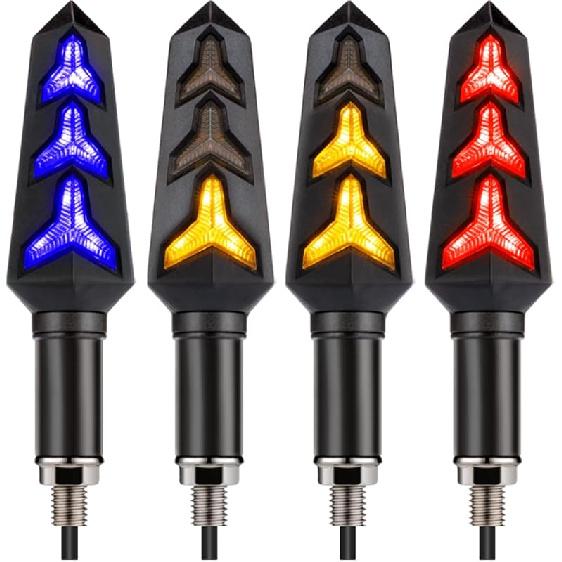 Sequential Turn Signal Motorcycle Blinkers LED Front Rear Flowing Indicators Daytime Running Light Universal Compatible with Harley Honda Kawasaki
