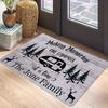 Family Camping Memories Carpet Mat with Deer Pine Tree Pattern Anti-Slip Rug Vintage Wood Design Home Decoration Floor Mat
