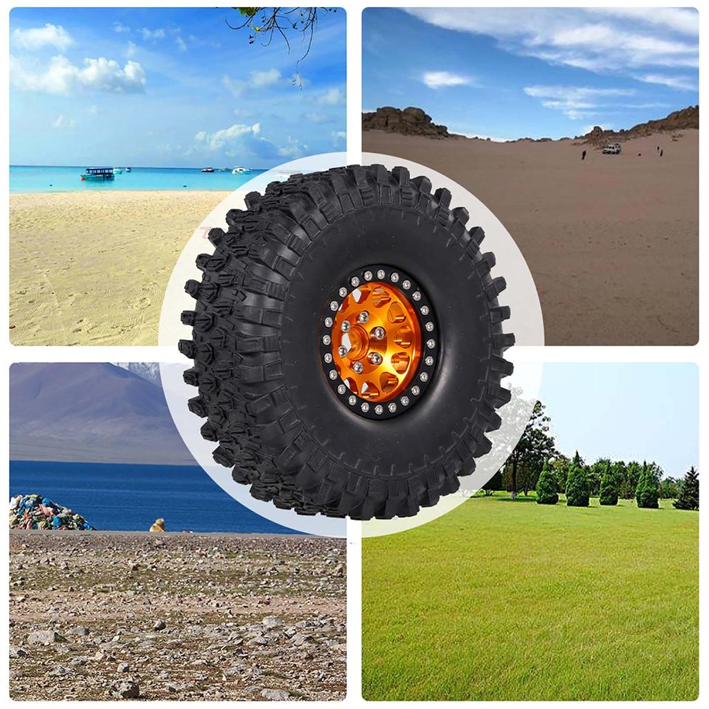 4PCS 1.9in Crawler RC Rubber Tires with Metal Rim for 1/10 RC Rock Crawler Traxxas Trx-4 Trx-6