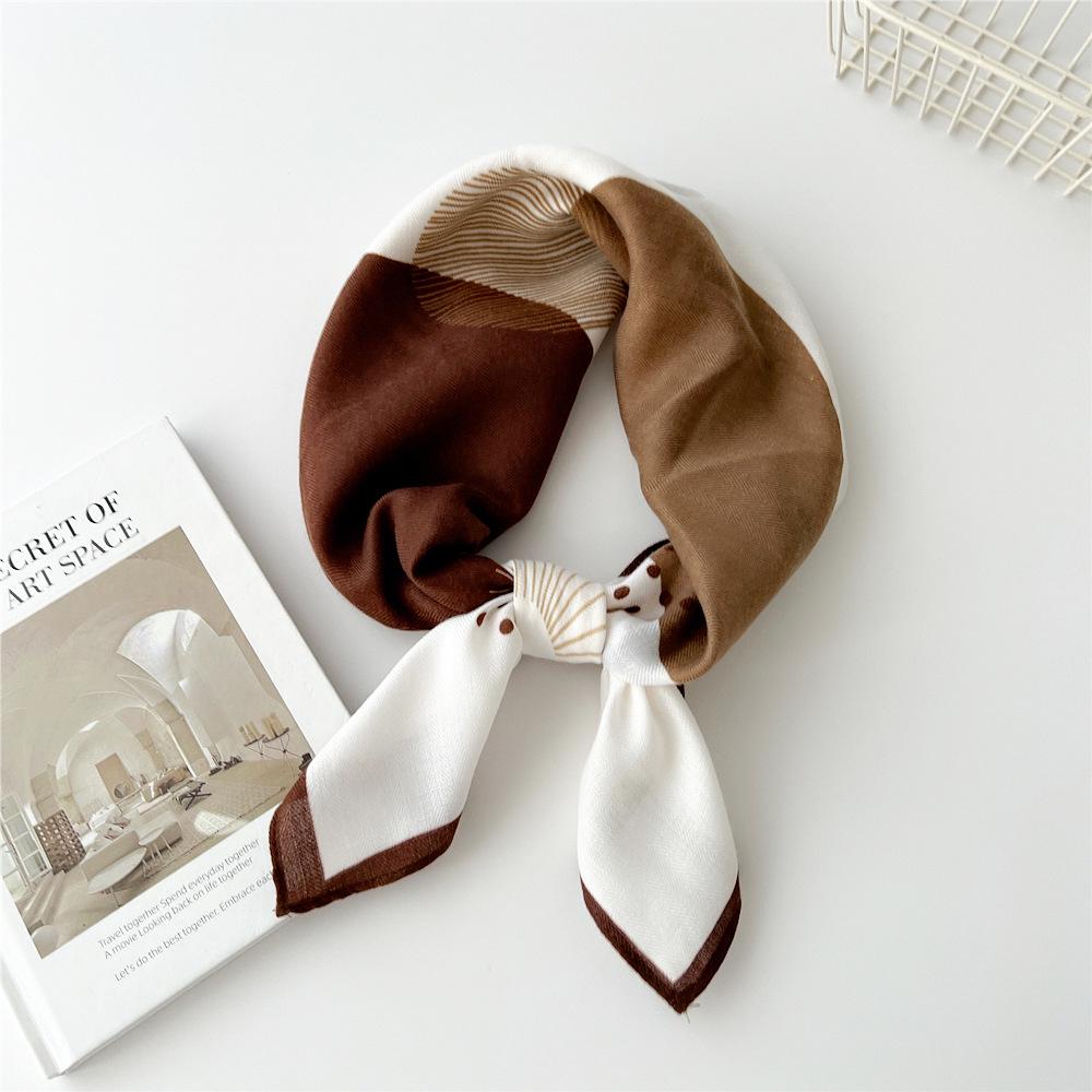 Versatile Women's Silk Cotton Linen Scarf: Fashionable Square Neck Accessory for Spring to Autumn