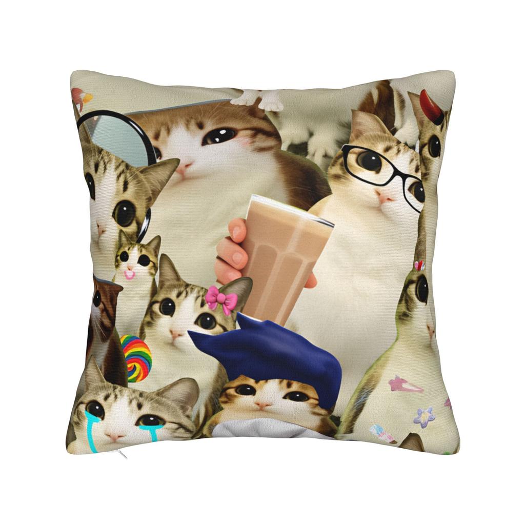 Pillow Case Meowl Cat Owl Cute Pet Stickers Print Pillow Cover For Sofa Couch Bed Living Room Vintage Pillowcases