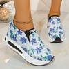 Fashion Fashion Floral Printed Platform Sneakers for Women Height Increasing Hidden Wedge Casual Shoes Woman Thick Sole Slip On Sneakers