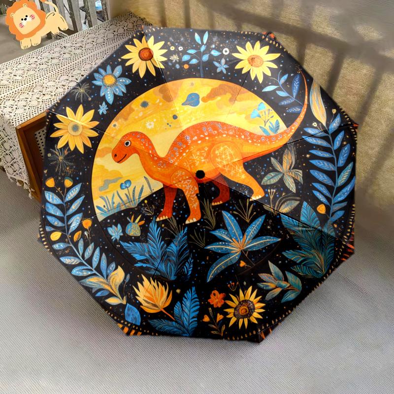 Retro Art  pattern, automatic folding umbrella, portable and foldable design, 8 ribs, a Christmas or birthday gift.