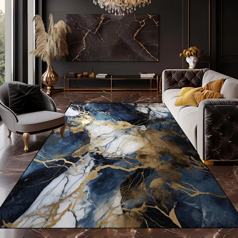 Abstract Modern Golden Marble Carpet Rugs for Living Room Bedroom Sofa Doormat Decor Kid Non-slip Floor Mat Geometric Area Rug