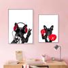 Funny Animal Wearing Headphones Wall Art Poster Cute Cat Dog Canvas Print Painting Nordic Kids Baby Room Decoration Pictures