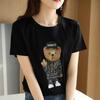 Women's Short-Sleeve Mercerized Cotton T-Shirt, Casual Round Neck, Lightweight Summer Loose Fit Top