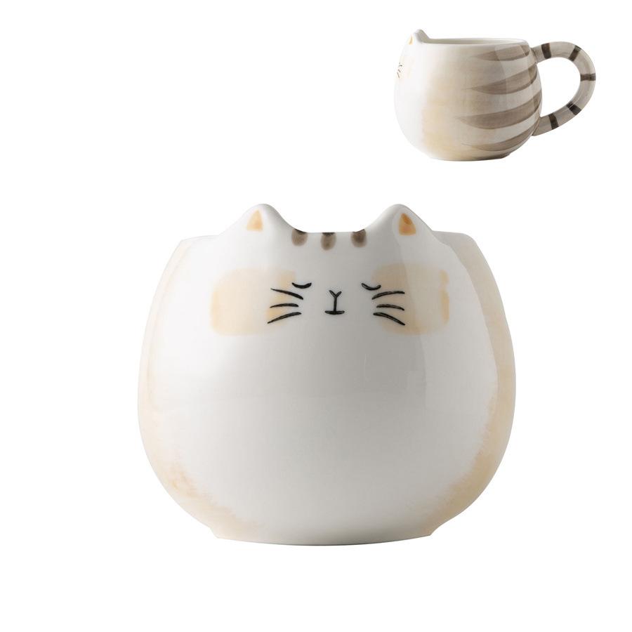 Hand-Painted Kitten Shape Design Ceramic Cup Coffee Cup Large Capacity Water Cup Milk Cup Household Breakfast Cup