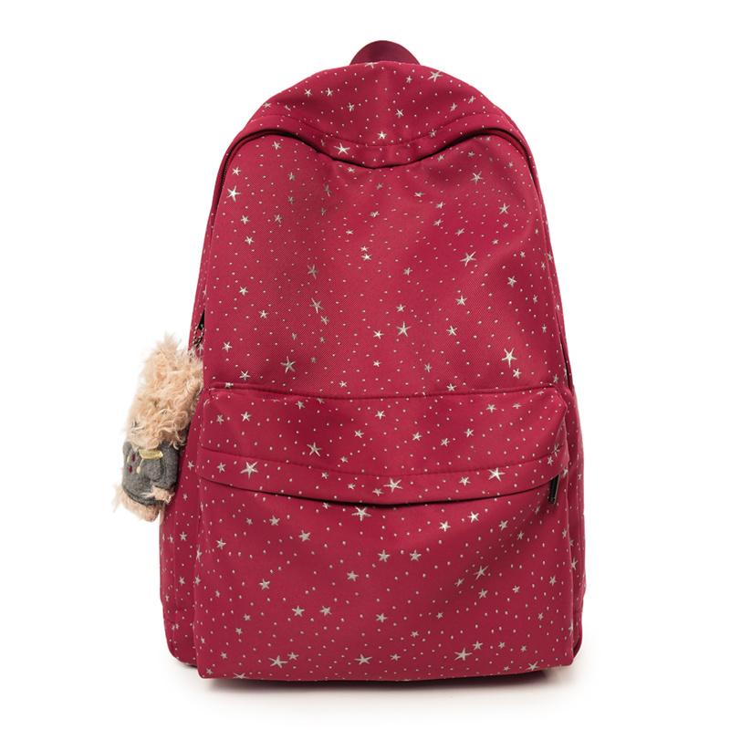 

Star Women s Backpack Student Schoolbag Small червоний