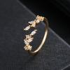 Bloemmotief Koper Micro-Inleg Synthetische Zirkonia Trouwring Elegante Bruids Sieraden voor Ceremonie