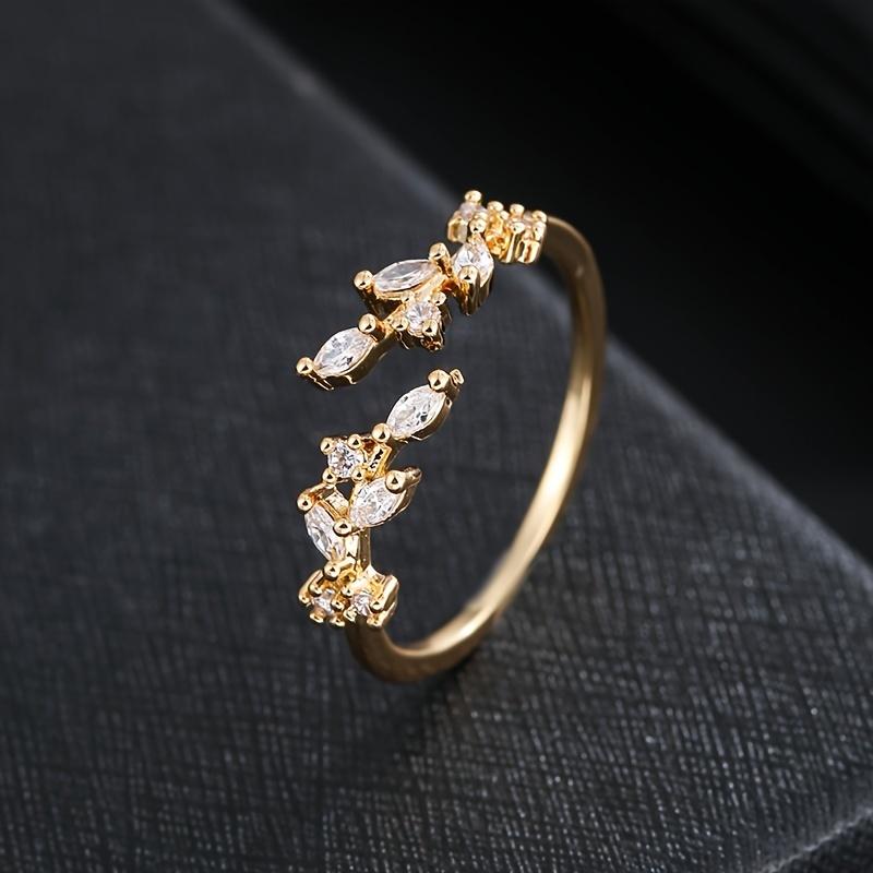 Bloemmotief Koper Micro-Inleg Synthetische Zirkonia Trouwring Elegante Bruids Sieraden voor Ceremonie