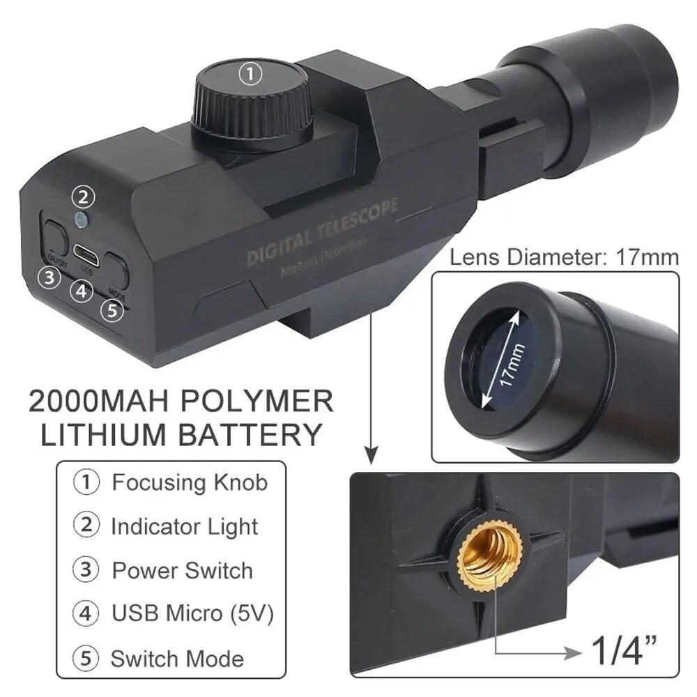 Digitální dalekohled WiFi, 70x zoom 1920X1080 Monokulární kamerový monitor se stativem Mobilní telefon Podpora ovládání aplikací Android IOS systém