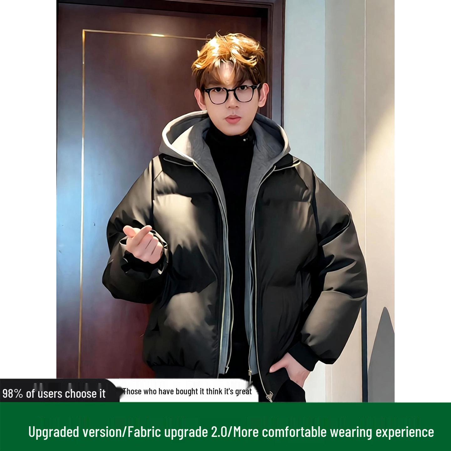 Men s Winter Thick Matte PU Leather Jacket - Street Style, Warm Cotton, Faux Two-Piece Design L (Recommended 110-130 jin)