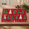 Holiday Party Supplies 4Pcs Christmas Linen Placemat Set, Cartoon Snowman Gingerbread Gnome Table Pattern Placemats Mat, Heat Resistant Place Mat for
