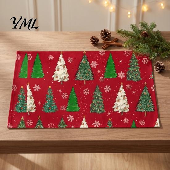 Holiday Party Supplies 4Pcs Christmas Linen Placemat Set, Cartoon Snowman Gingerbread Gnome Table Pattern Placemats Mat, Heat Resistant Place Mat for