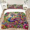 3pcs Colorful Peacock Amidst Lush Flowers Printed Quilt Set - Includes 1 Quilt Cover and 2 Pillowcases, Machine Washable - Suitable for All Seaso