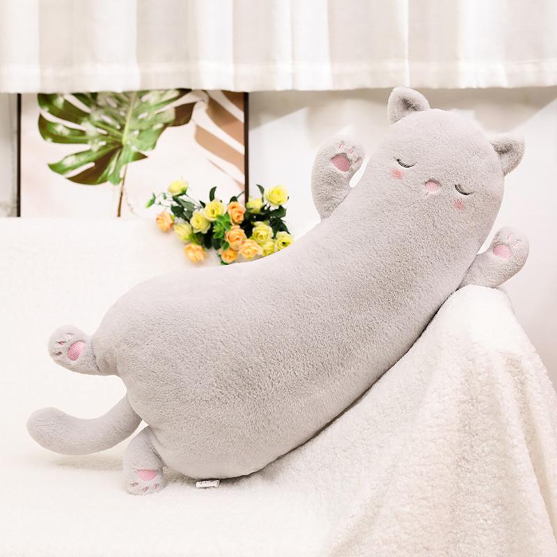 Cartoon Sleepy Cat Plush Toy Kawaii Long Pillow Soft Warm Kitty Doll Stuffed Animal Cushion Birthday Gift Room Bed Decoration