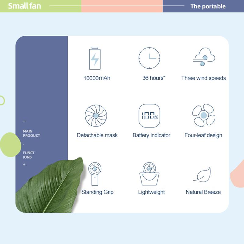 

YOOBAO Y-F3PL 10000 Handheld Fan 3 Speeds Adjustable Portable Mini Cooler Fan Green