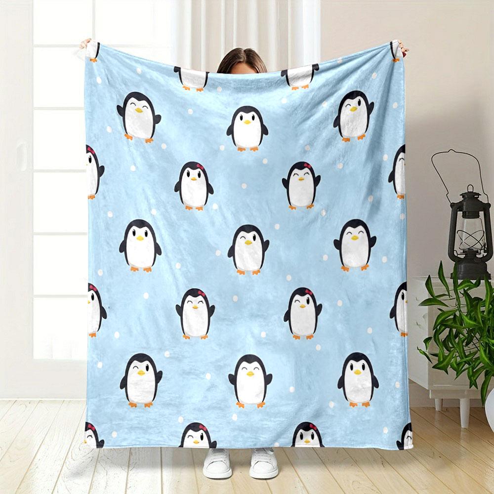 Süßes Pinguinmuster Decke bedruckte Decke weich und gemütlich perfekt für das Wohnzimmer Bett Sofa oder einen Mittagsschlaf, Geschenk