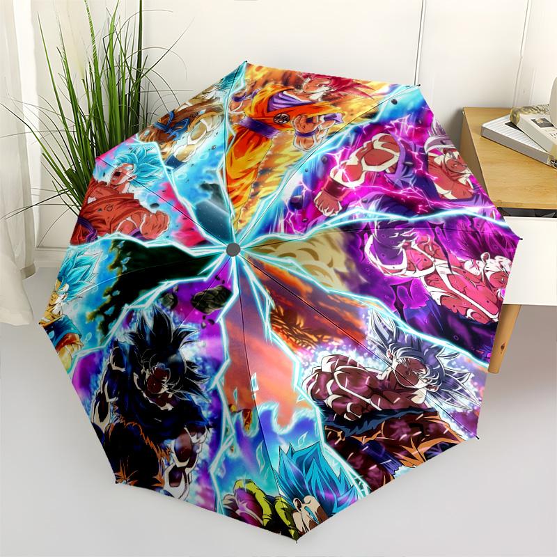 1 Pezzo Ombrello Pieghevole Automatico - Modello Dragon Ball Super Design Pieghevole Portatile Con 8 Stecche Regali di Natale Compleanno