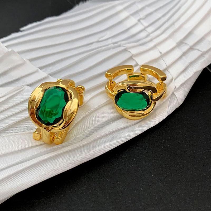 Chic Highend 925 Silver Statement Emerald Gemstone Ring For Unique Fashion Female