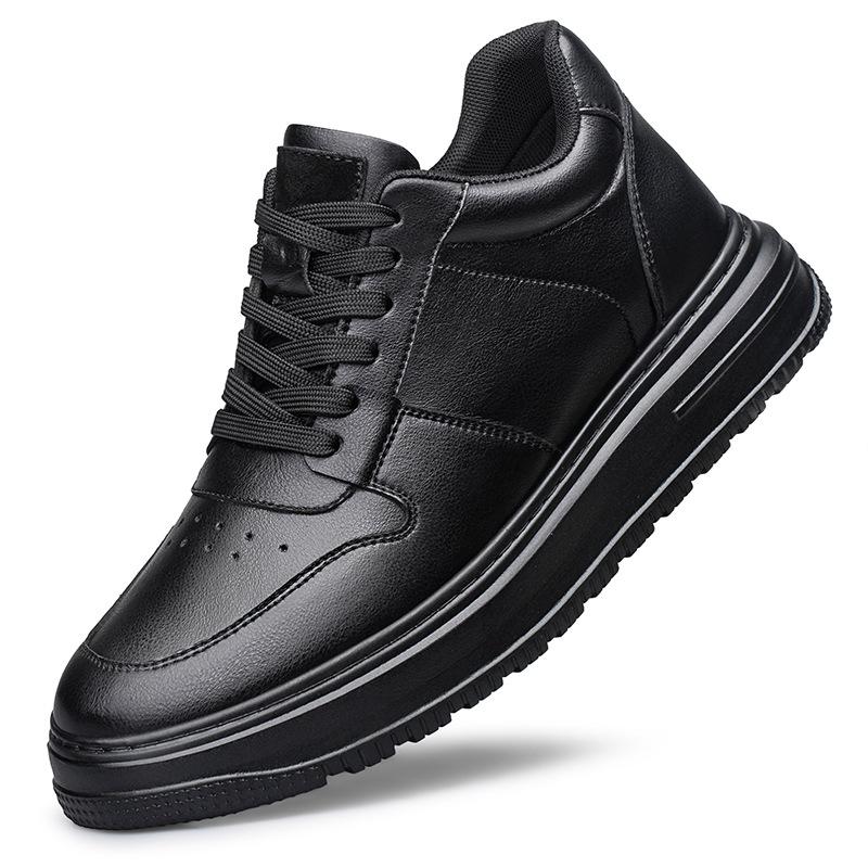 New Height Increasing Shoes For Men 6cm 8cm Invisible Elevator Sneakers Black Leather Casual Shoes Men Sneakers Big Size 46