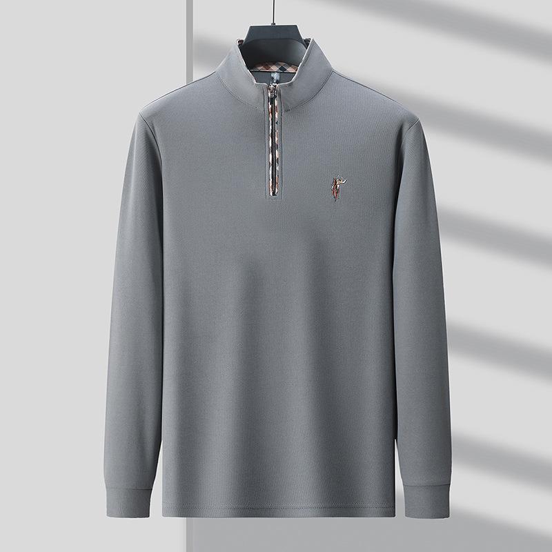High Quality Breathable Men'S Long-Sleeved Polo Embroidered Men'S Cotton T-Shirt Men'S Polo Shirt Top Trendy